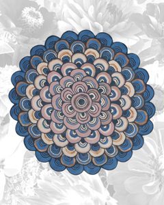 “Petal” handtufted wool rug blue