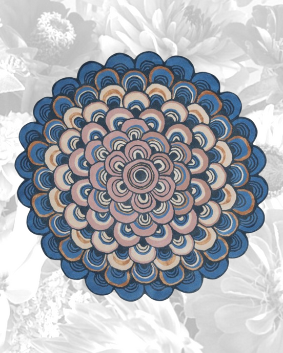 “Petal” handtufted wool rug blue