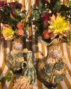 Pair of vintage chrysanthemum vases